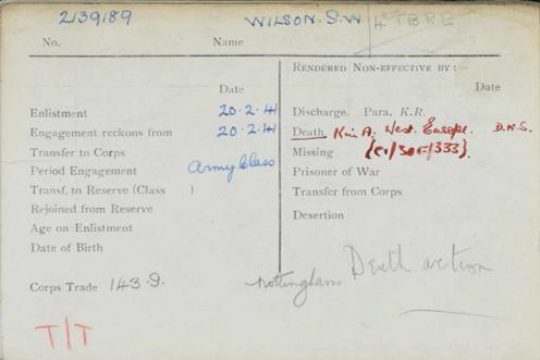 SW Wilson service record